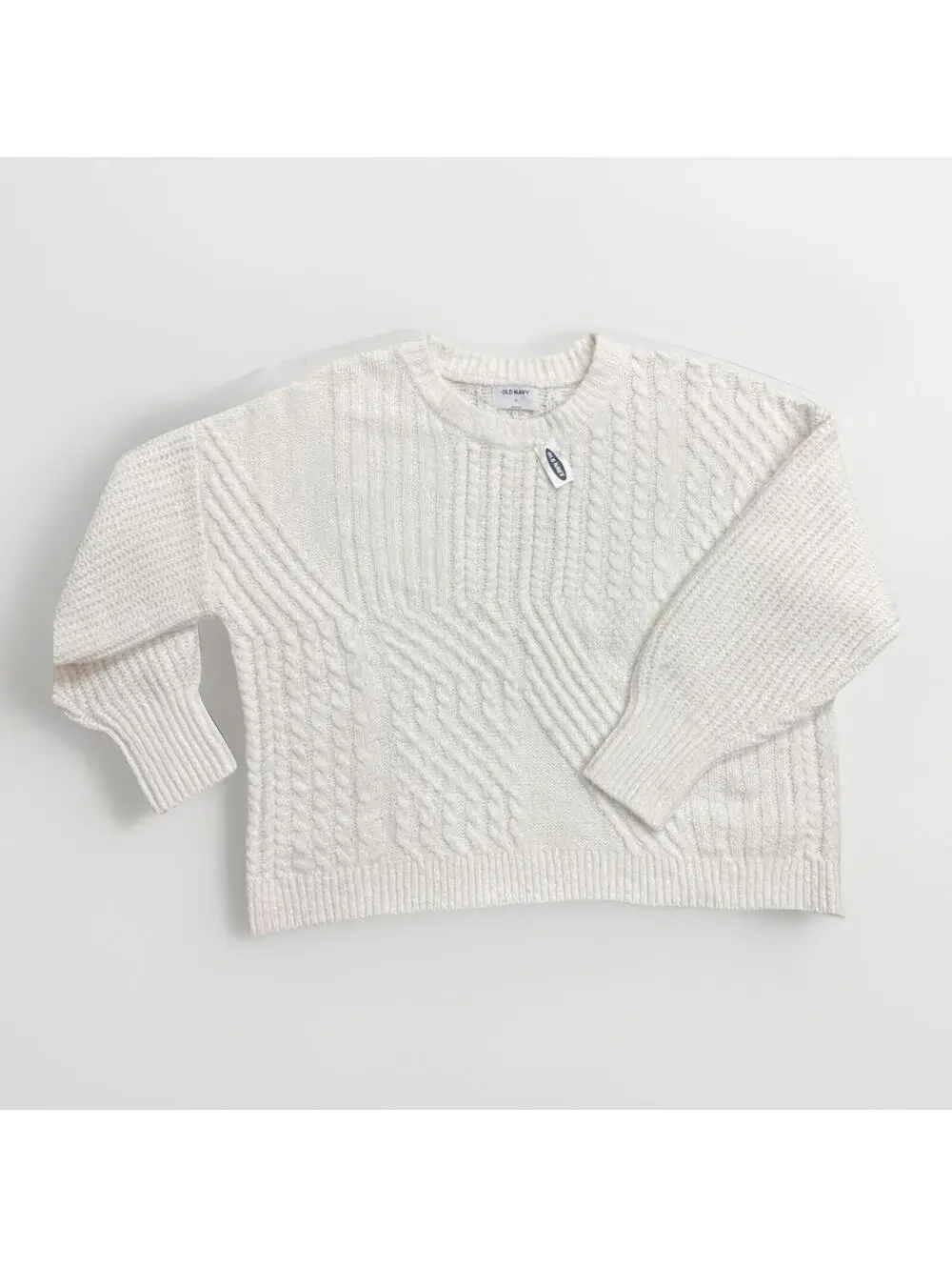 (RFB2) Old Navy Mixed Cable Knit Sweater XL NWT Cream White SoSoft Crewneck